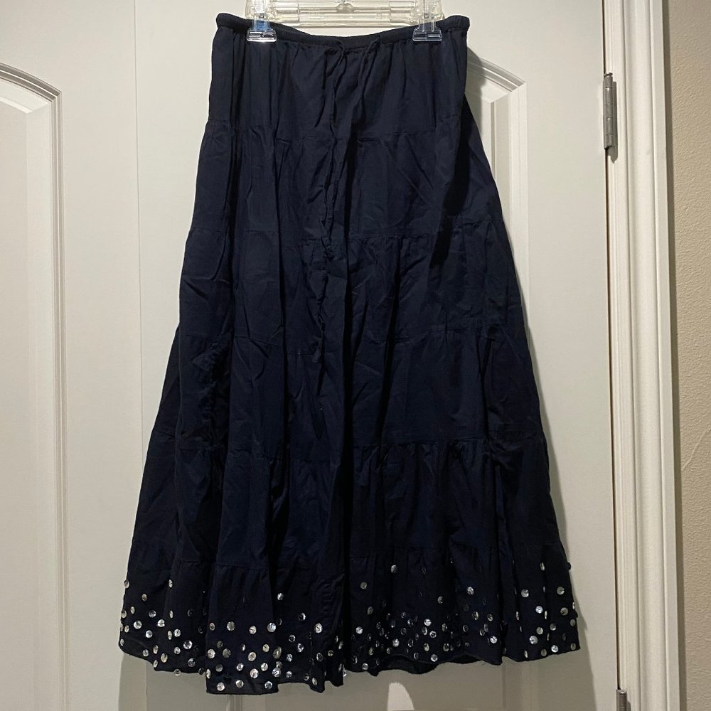 Claudia Richard Cotton Maxi Skirt with Sequins